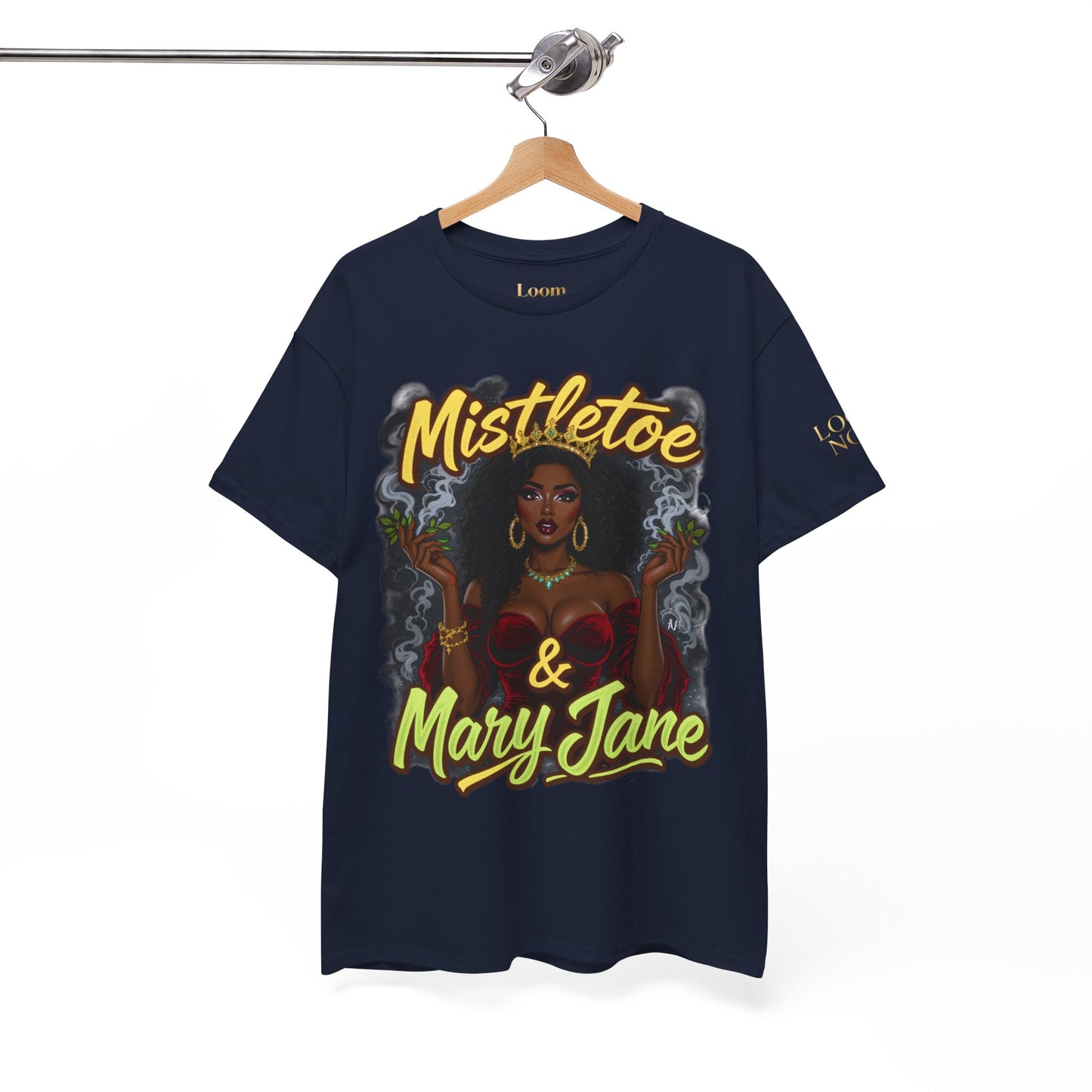 Mistletoe & Mary Jane Holiday Cannabis T-Shirt | Festive Weed Tee