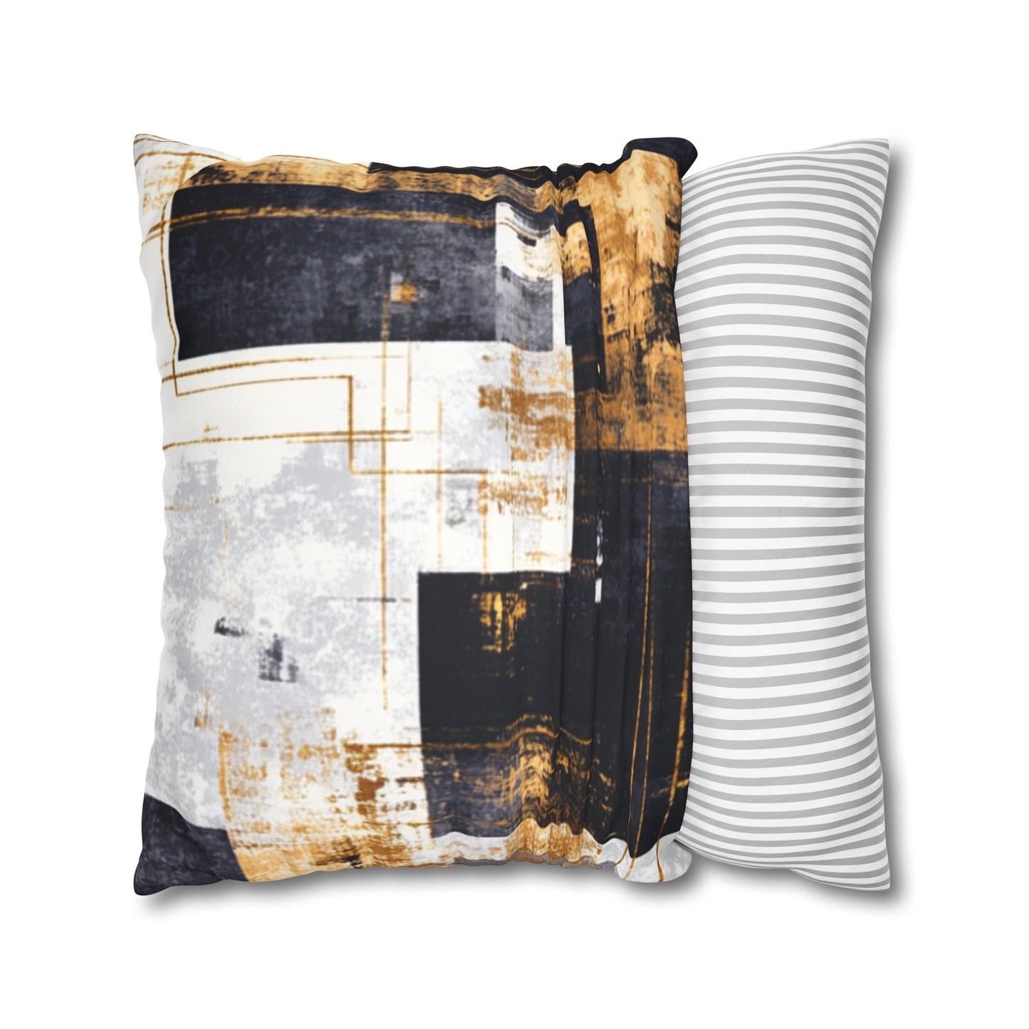 Abstract Gold & Charcoal Faux Suede Pillowcase — Luxury Accent Pillow | Loom Noir