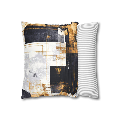 Abstract Gold & Charcoal Faux Suede Pillowcase — Luxury Accent Pillow | Loom Noir