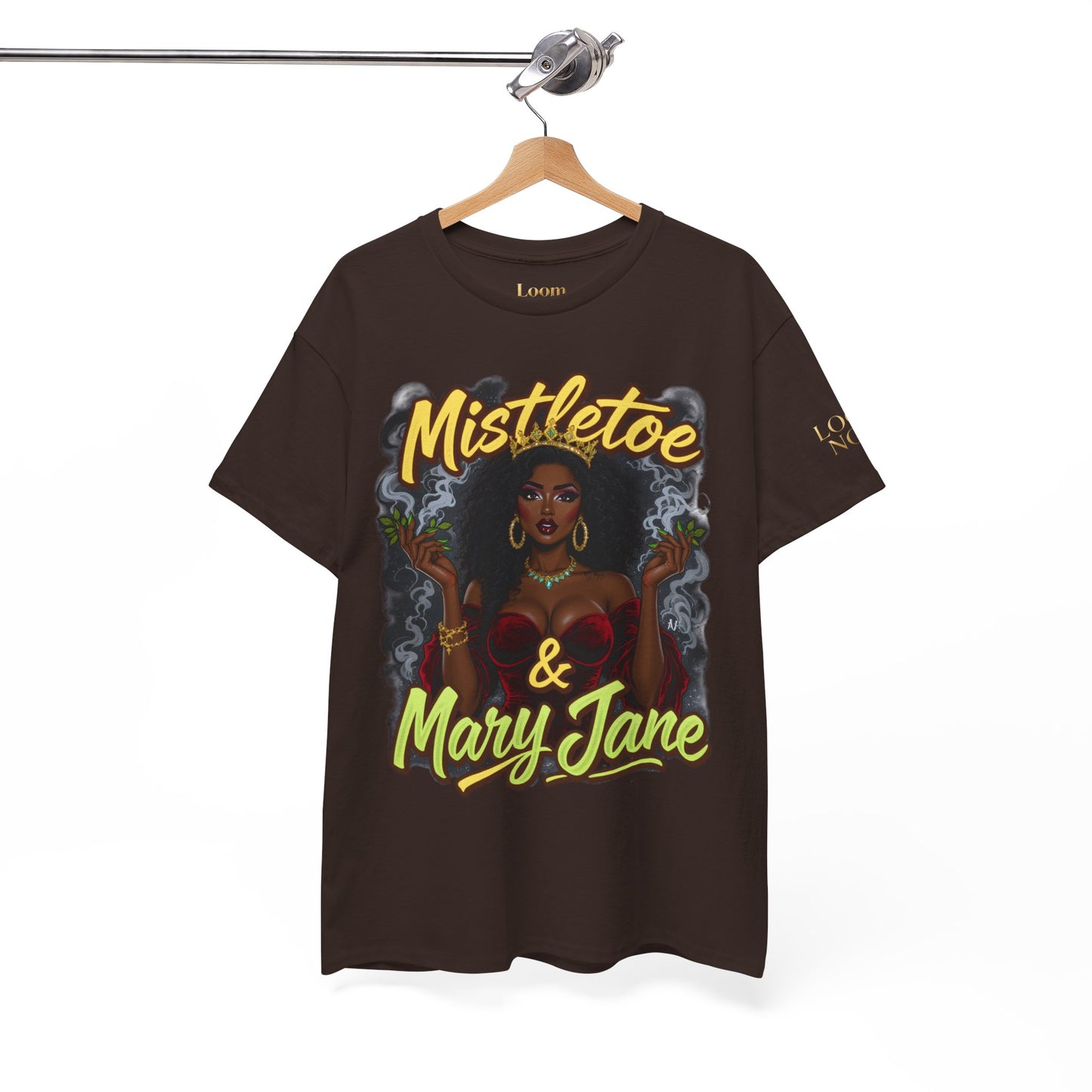 Mistletoe & Mary Jane Holiday Cannabis T-Shirt | Festive Weed Tee
