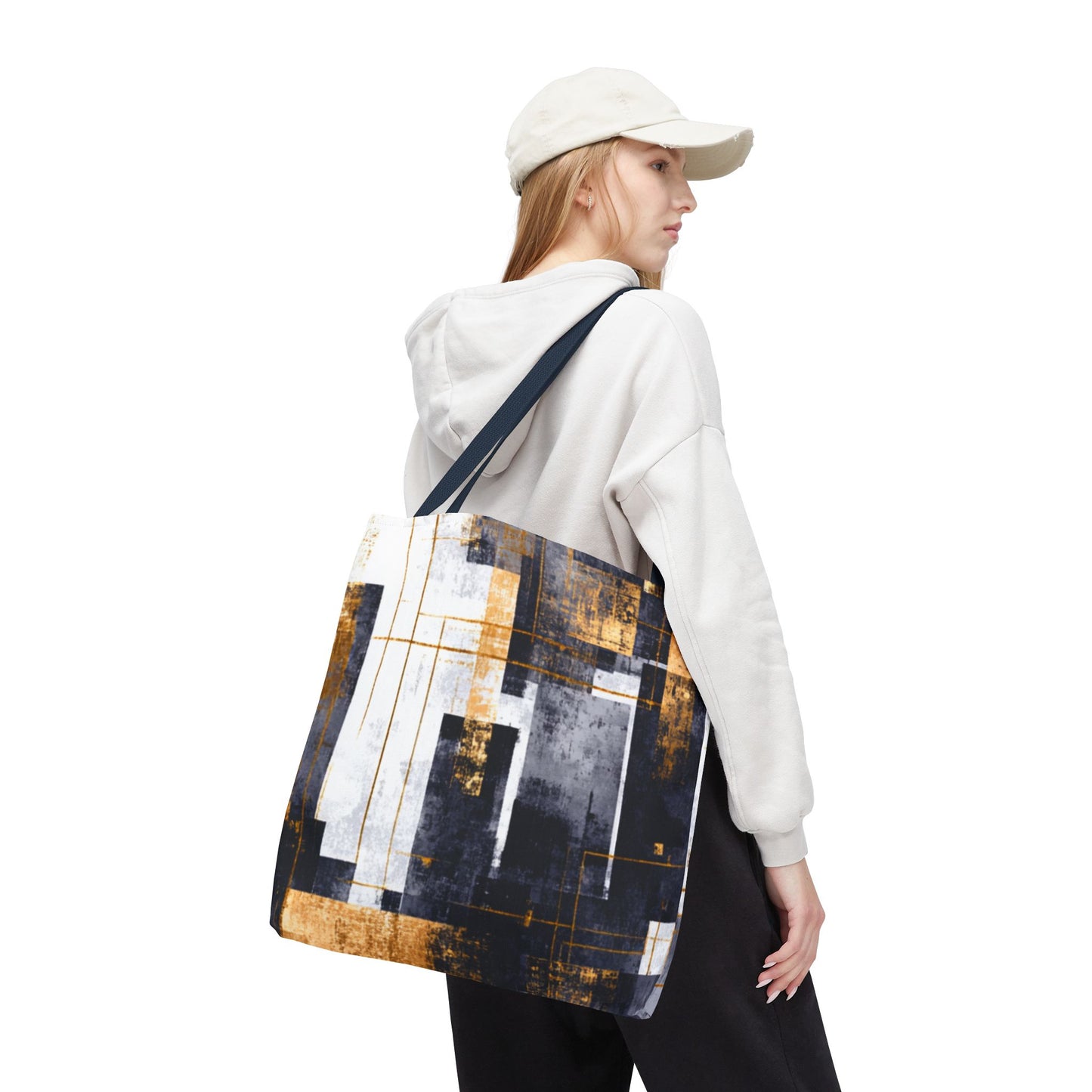 Modern Gold & Navy Tote Bag - Stylish Shopping Bag | Loom Noir