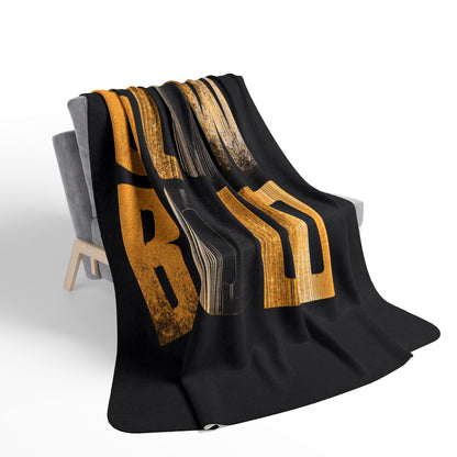 Glow Bold Sherpa Blanket | Vintage Gold Typography Throw