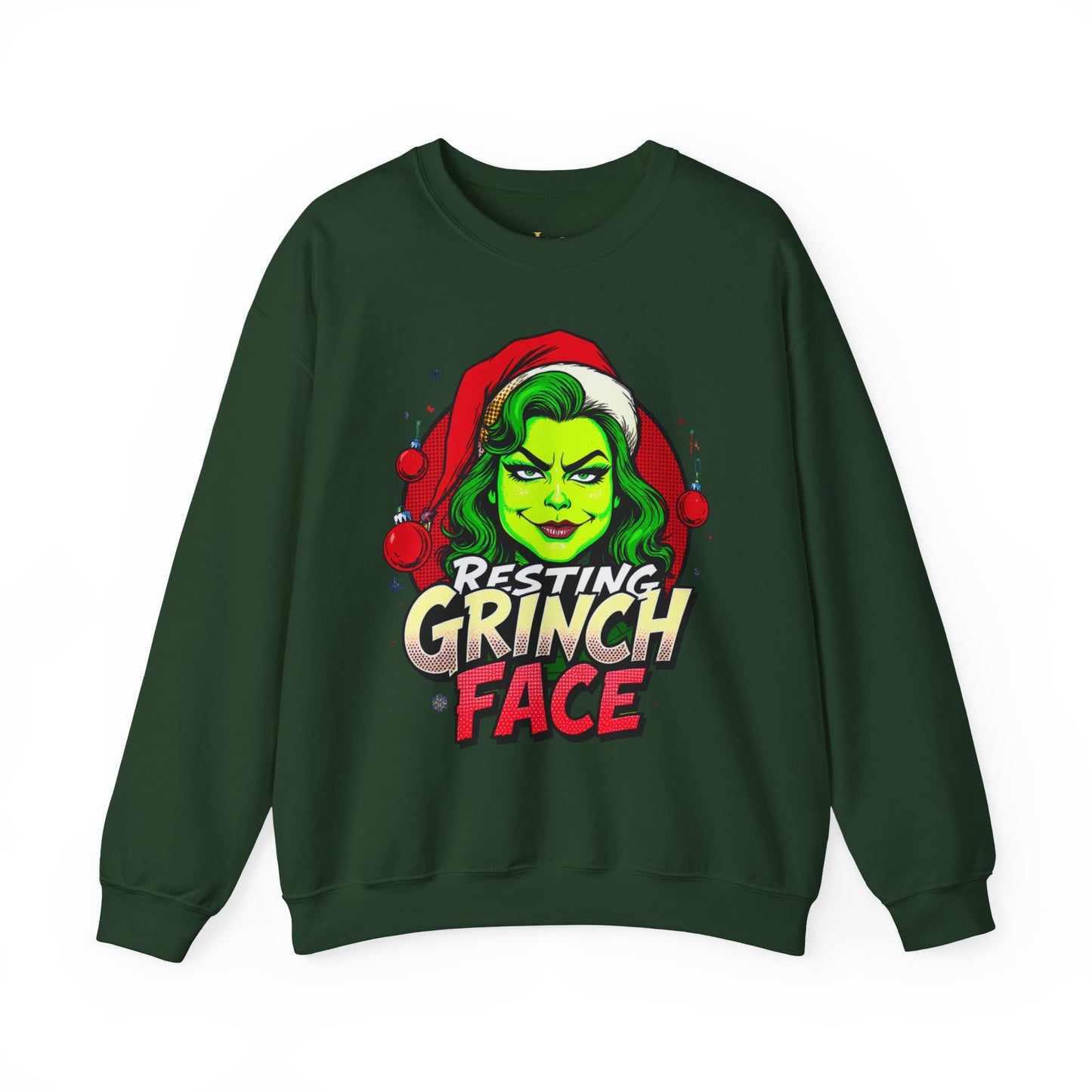 Funny Christmas Grinch Face Sweatshirt - Women's Crewneck | Loom Noir