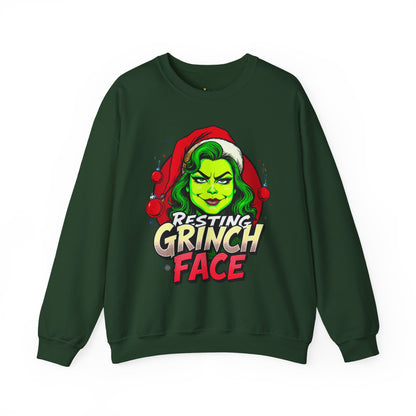 Funny Christmas Grinch Face Sweatshirt - Women's Crewneck | Loom Noir