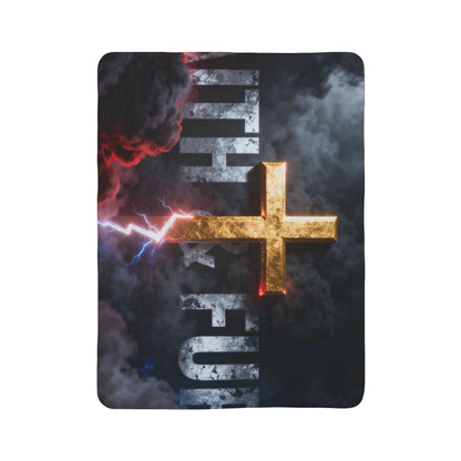 Faithful Cross Sherpa Blanket | Christian Inspirational Throw