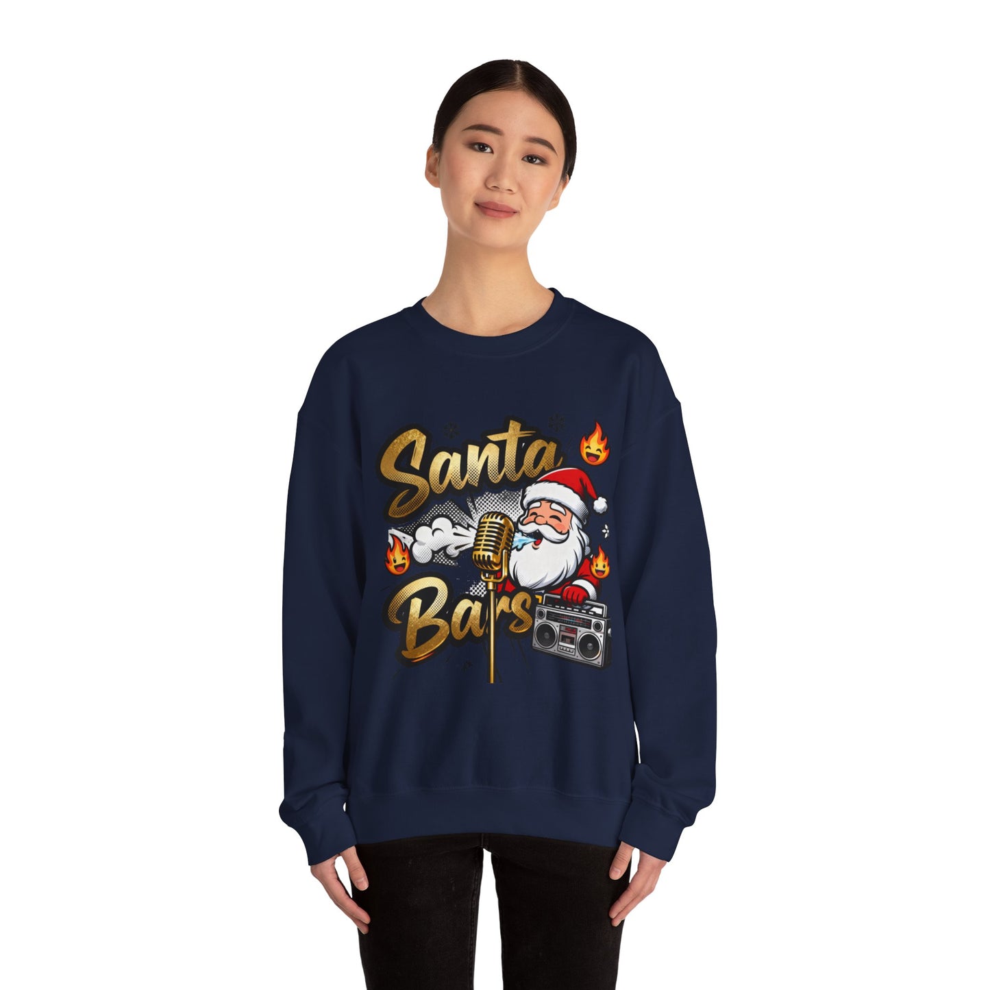 Santa Bars Sweatshirt - Funny Christmas Rap Crewneck | Loom Noir