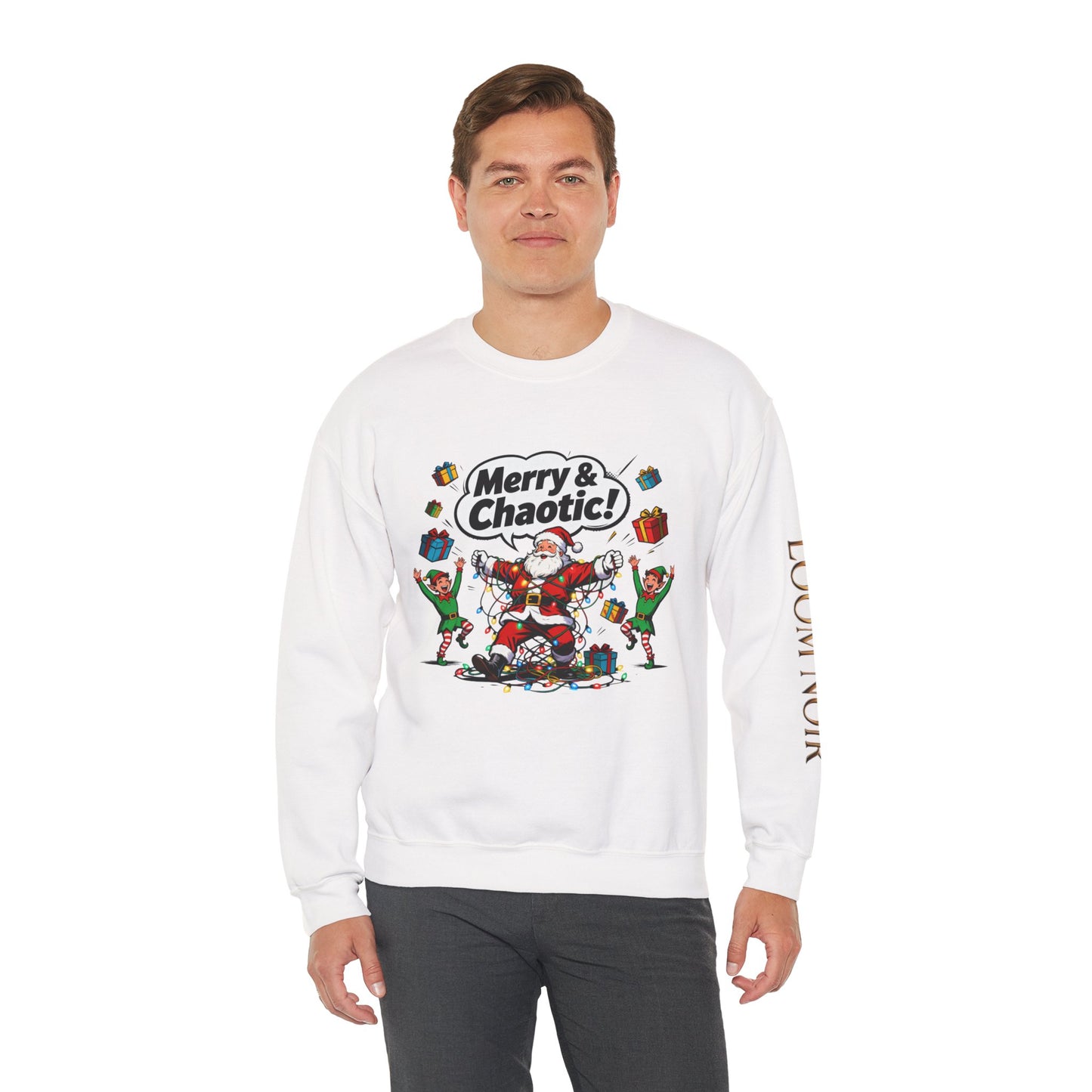 Merry & Chaotic Santa Christmas Crewneck Sweatshirt