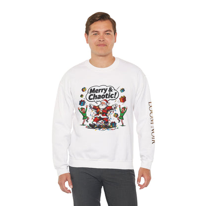 Merry & Chaotic Santa Christmas Crewneck Sweatshirt