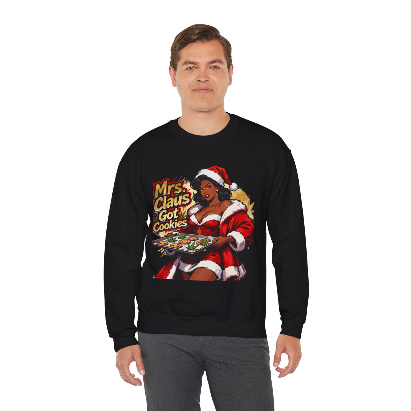 Mrs. Claus Got Cookies Sweatshirt - Retro Pinup Christmas Crewneck | Loom Noir
