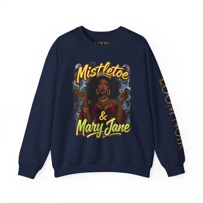 Mistletoe & Mary Jane Crewneck | Cannabis Holiday Sweatshirt