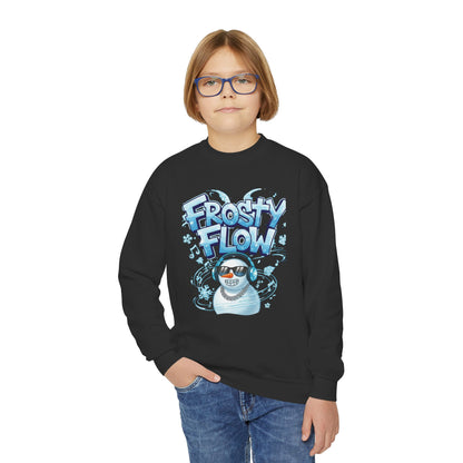 Frosty Flow Youth Sweatshirt - Kids Snowman Pullover | Loom Noir