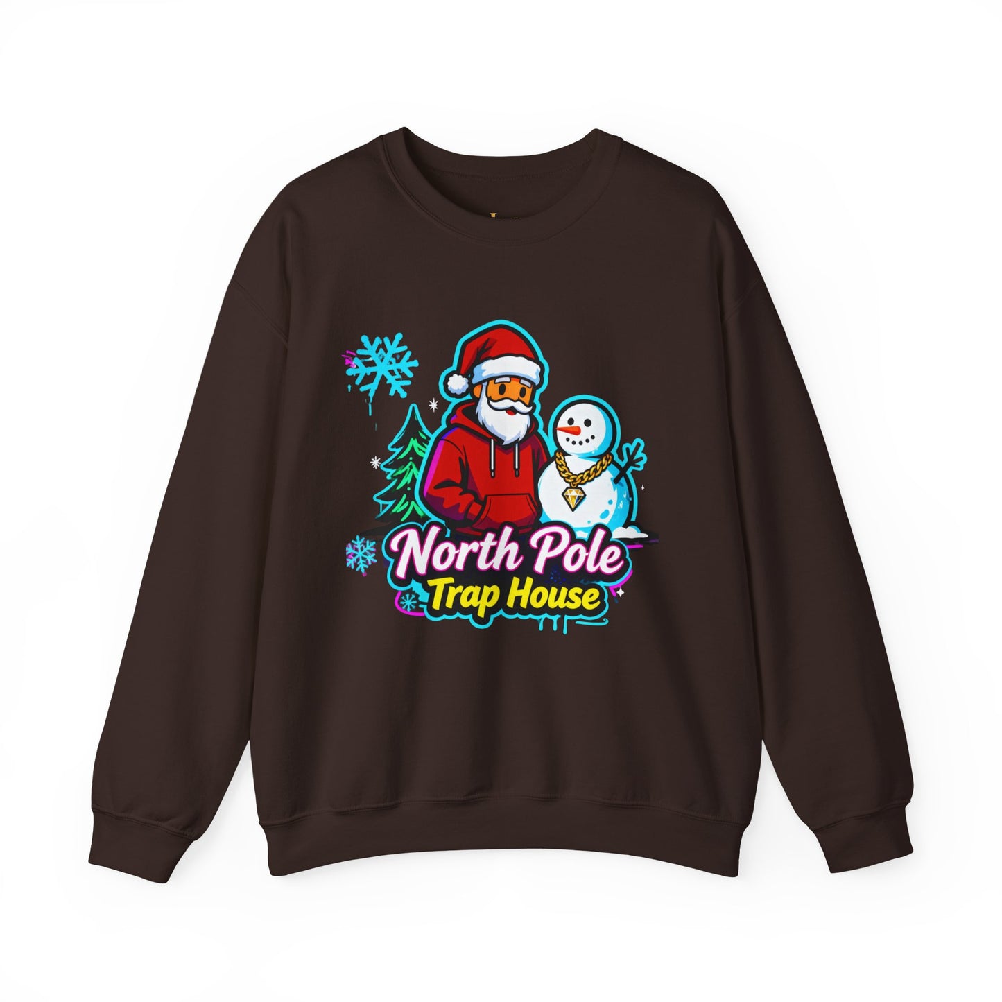 North Pole Trap House Sweatshirt - Funny Santa Christmas Crewneck | Loom Noir