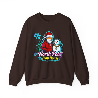 North Pole Trap House Sweatshirt - Funny Santa Christmas Crewneck | Loom Noir