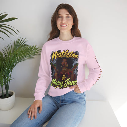 Mistletoe & Mary Jane Crewneck | Cannabis Holiday Sweatshirt