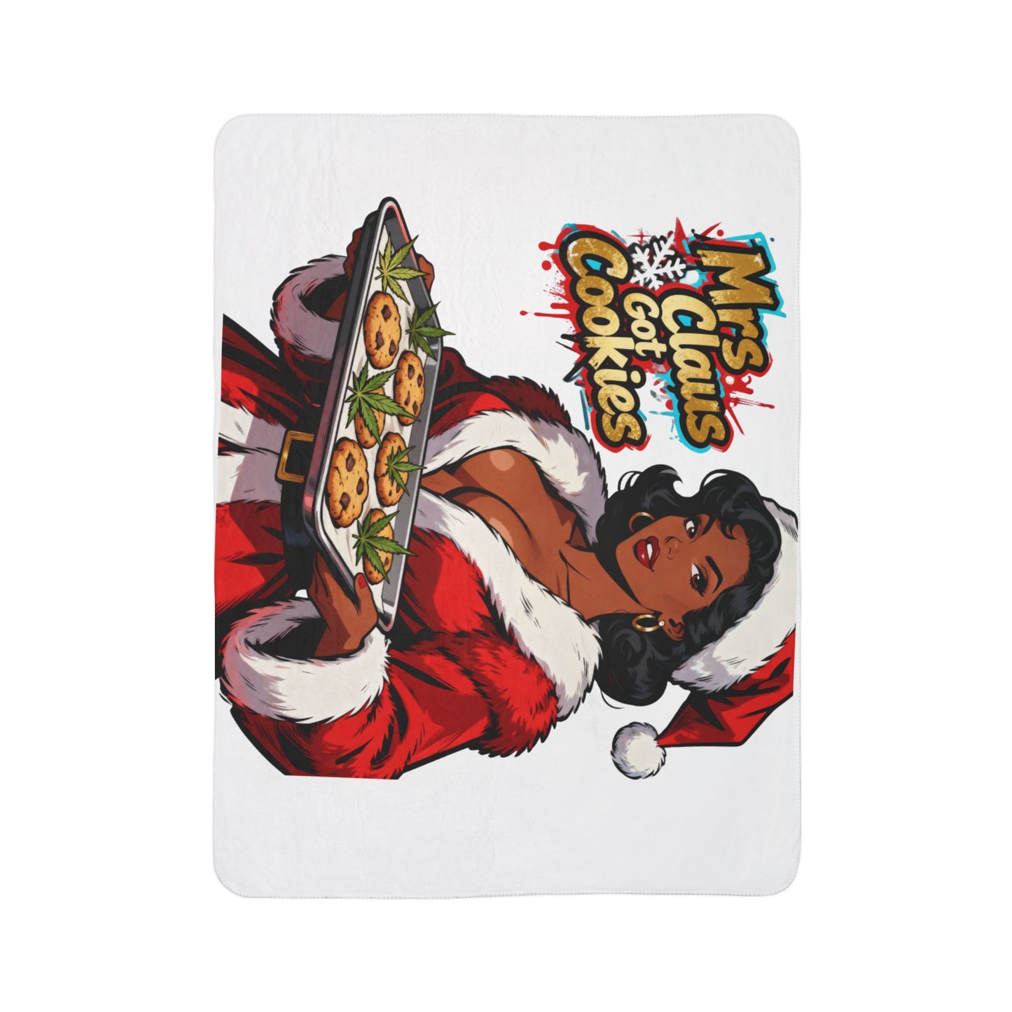 Mrs. Claus Got Cookies Sherpa Blanket | Retro Pinup Holiday Throw