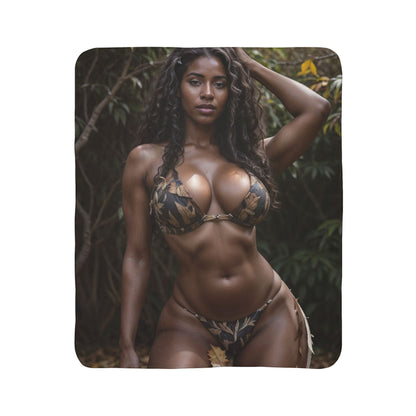 Tropical Bikini Photo Print Sherpa Blanket | Cozy Fleece Throw