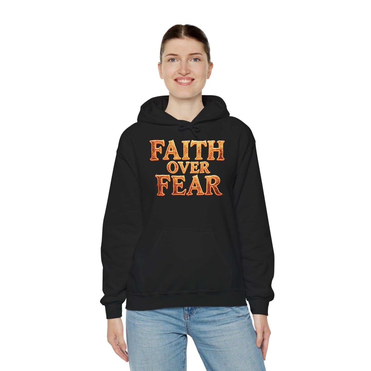 Faith Over Fear Hoodie Pullover - Christian Streetwear | Loom Noir
