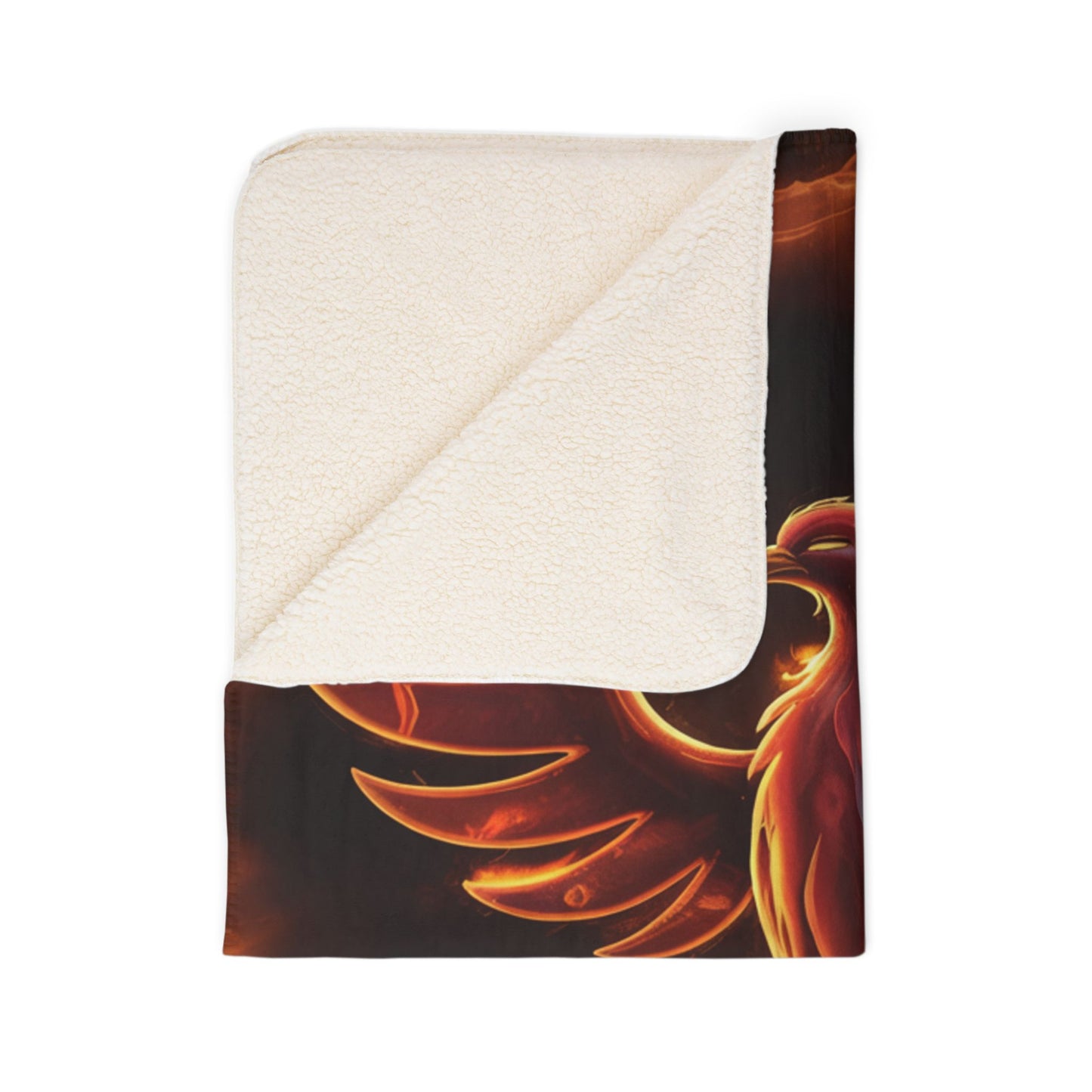 Phoenix Flame Sherpa Blanket | Fiery Mythical Bird Fleece Throw