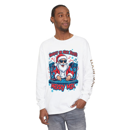 DJ Santa Long Sleeve Shirt | Naughty or Nice Beats Christmas Tee