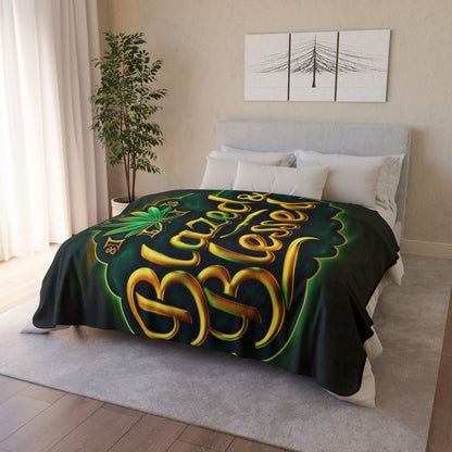 Blazed & Blessed Sherpa Blanket | Cannabis-Themed Fleece Throw