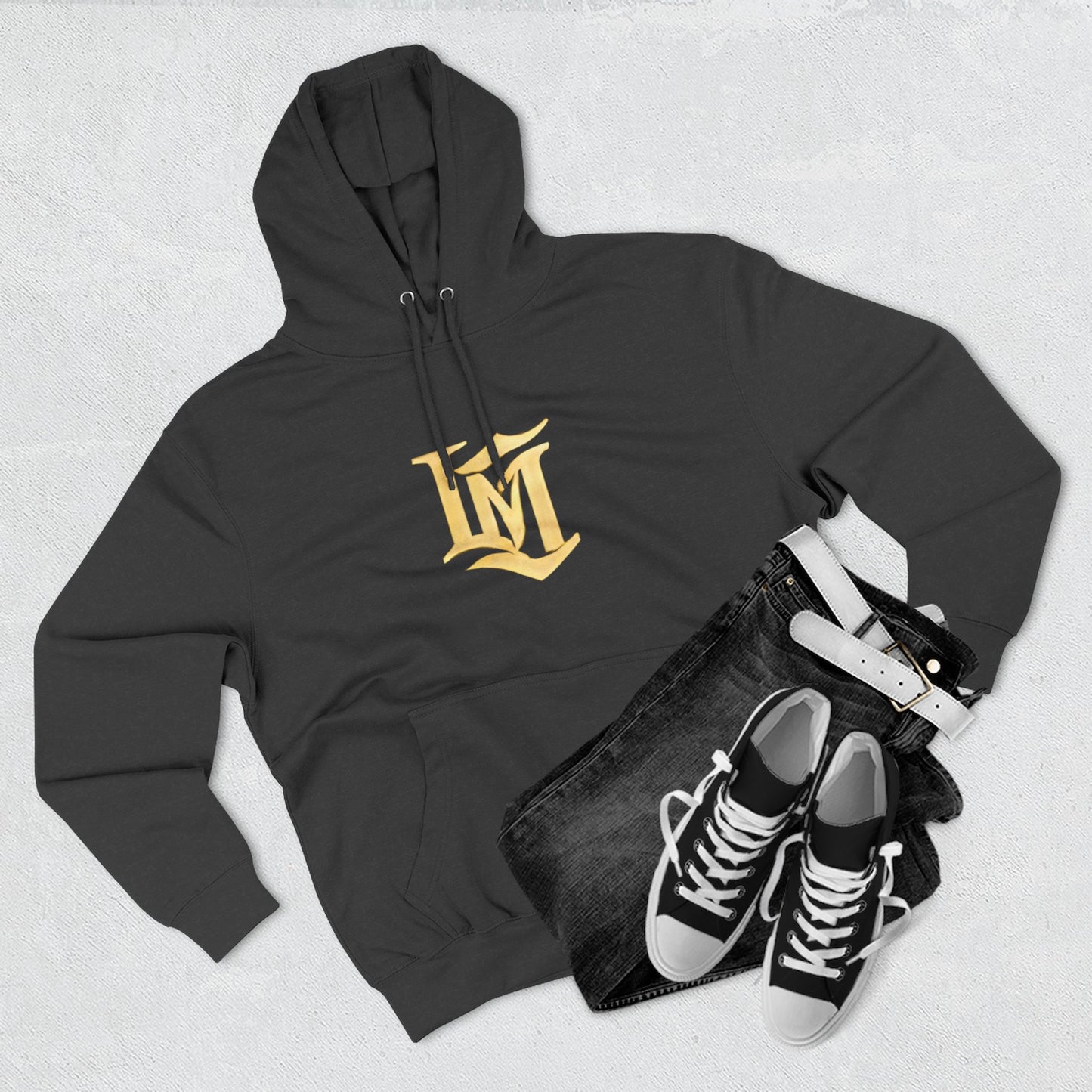 Gold Script LM Hoodie - Vintage Athletic Streetwear | Loom Noir