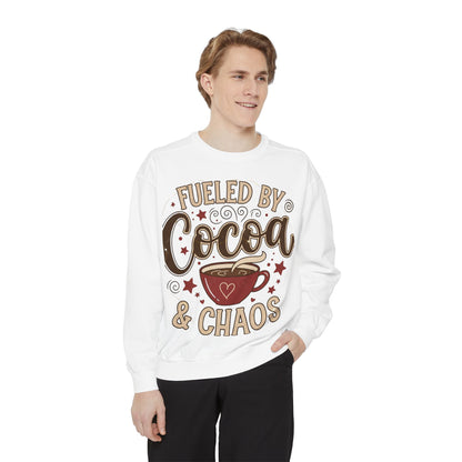 Fueled by Cocoa & Chaos Sweatshirt - Cozy Hot Cocoa Pullover | Loom Noir