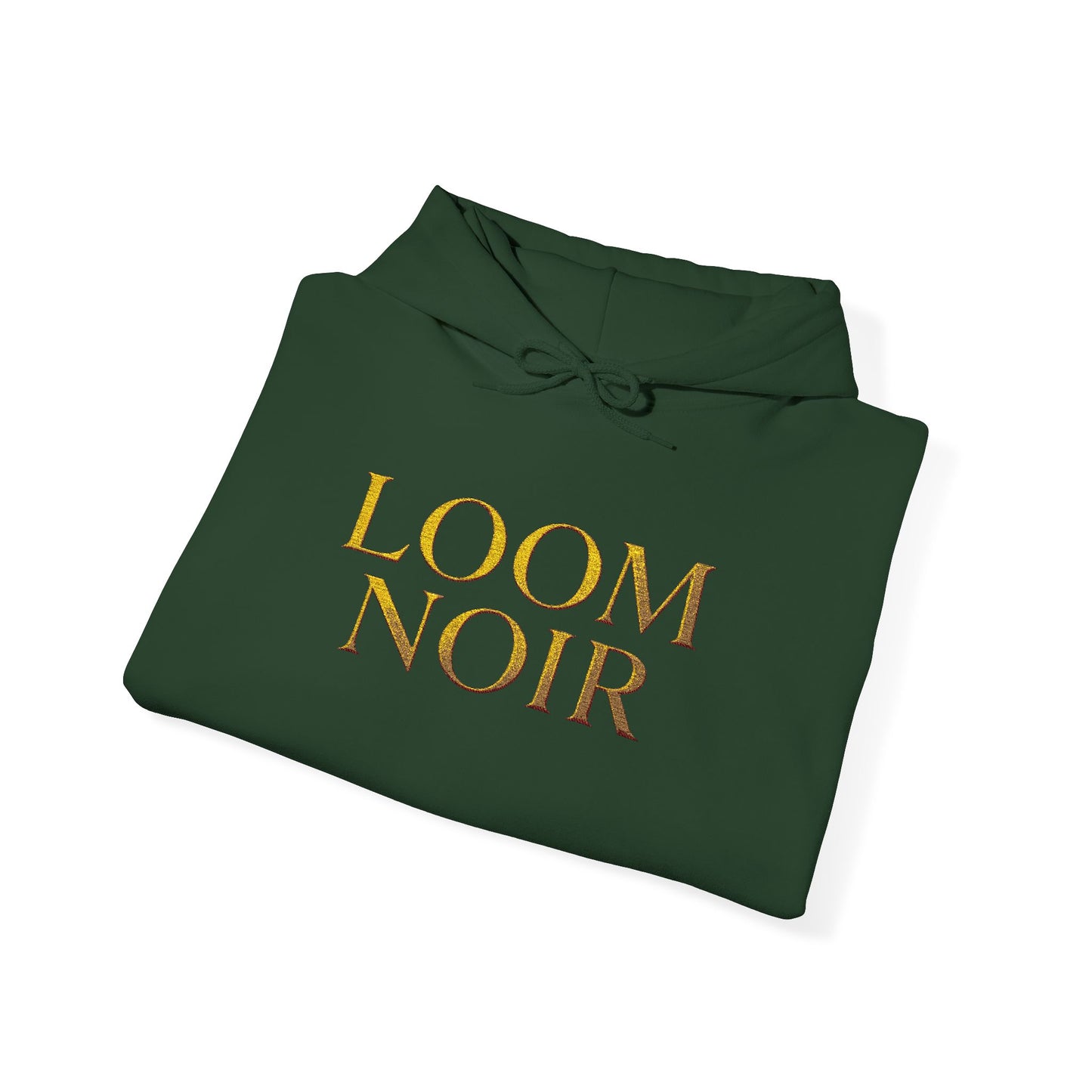 Gold Foil Text Hoodie - Loom Noir Premium Pullover | Streetwear