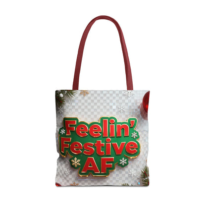 Feelin' Festive AF Tote Bag - Holiday Shopping Bag | Loom Noir