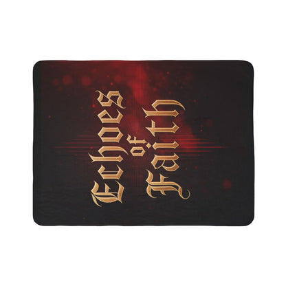 Echoes of Faith Sherpa Blanket | Religious Throw with Gothic Gold Text