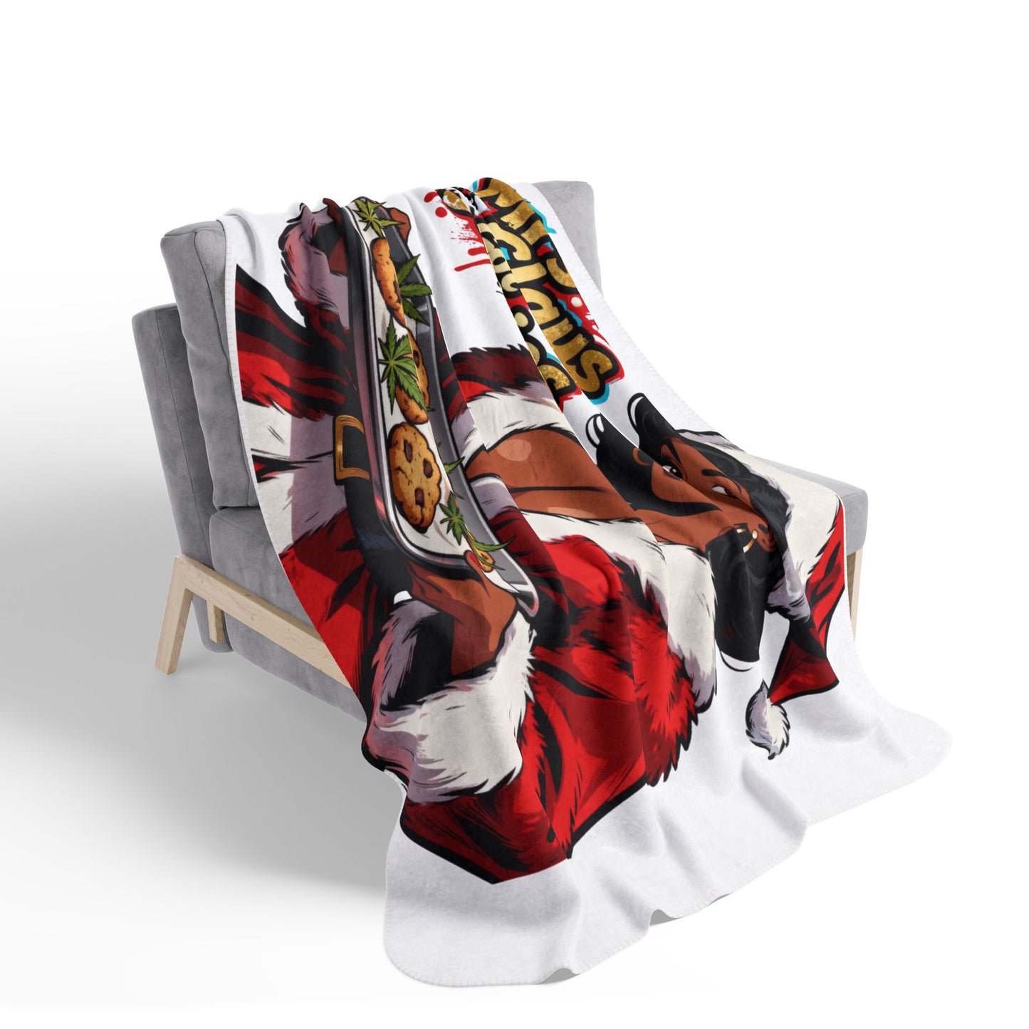 Mrs. Claus Got Cookies Sherpa Blanket | Retro Pinup Holiday Throw