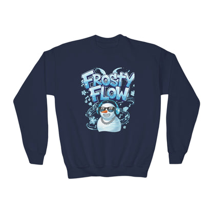 Frosty Flow Youth Sweatshirt - Kids Snowman Pullover | Loom Noir