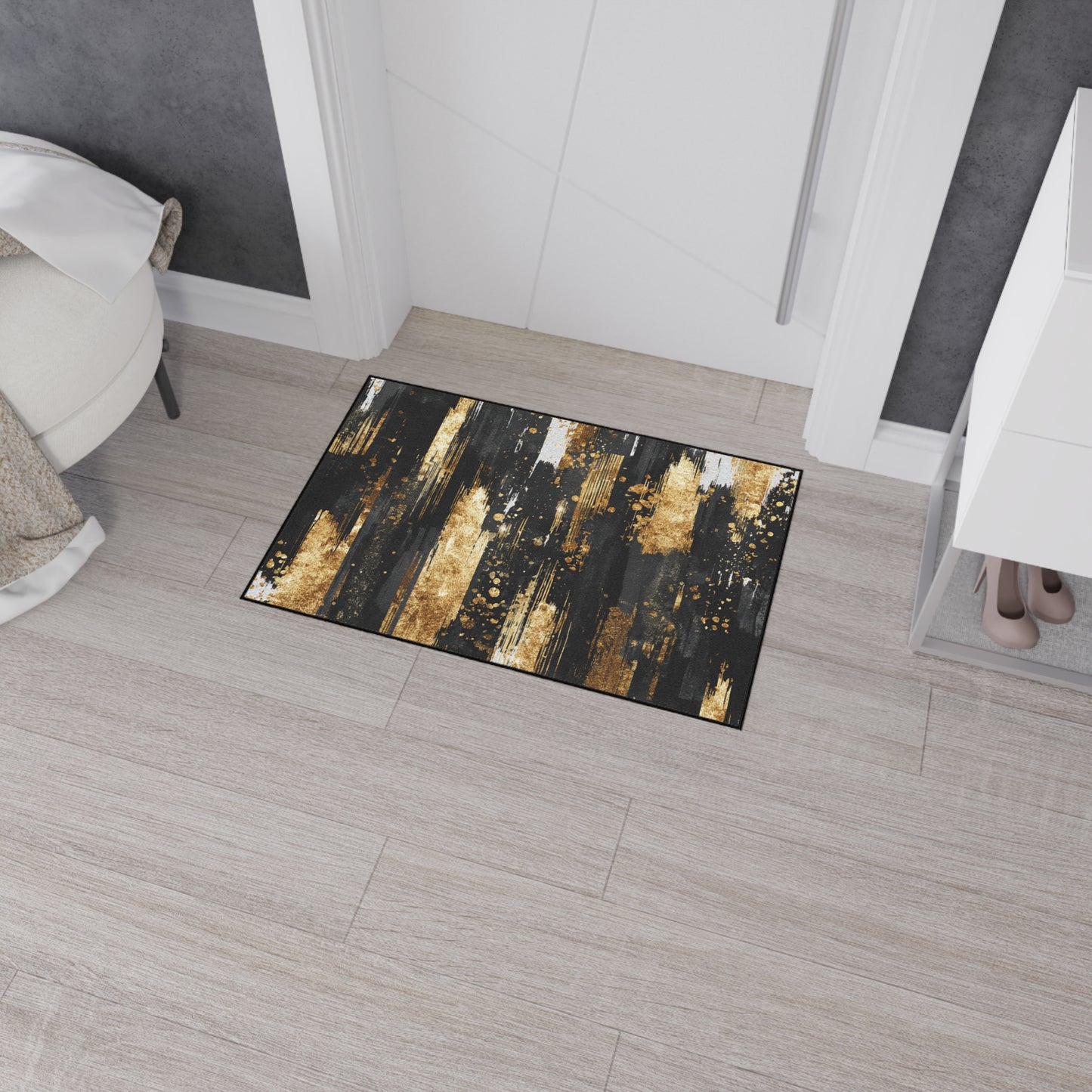 Abstract Industrial Heavy-Duty Floor Mat — Modern Geometric Entrance Rug | Loom Noir