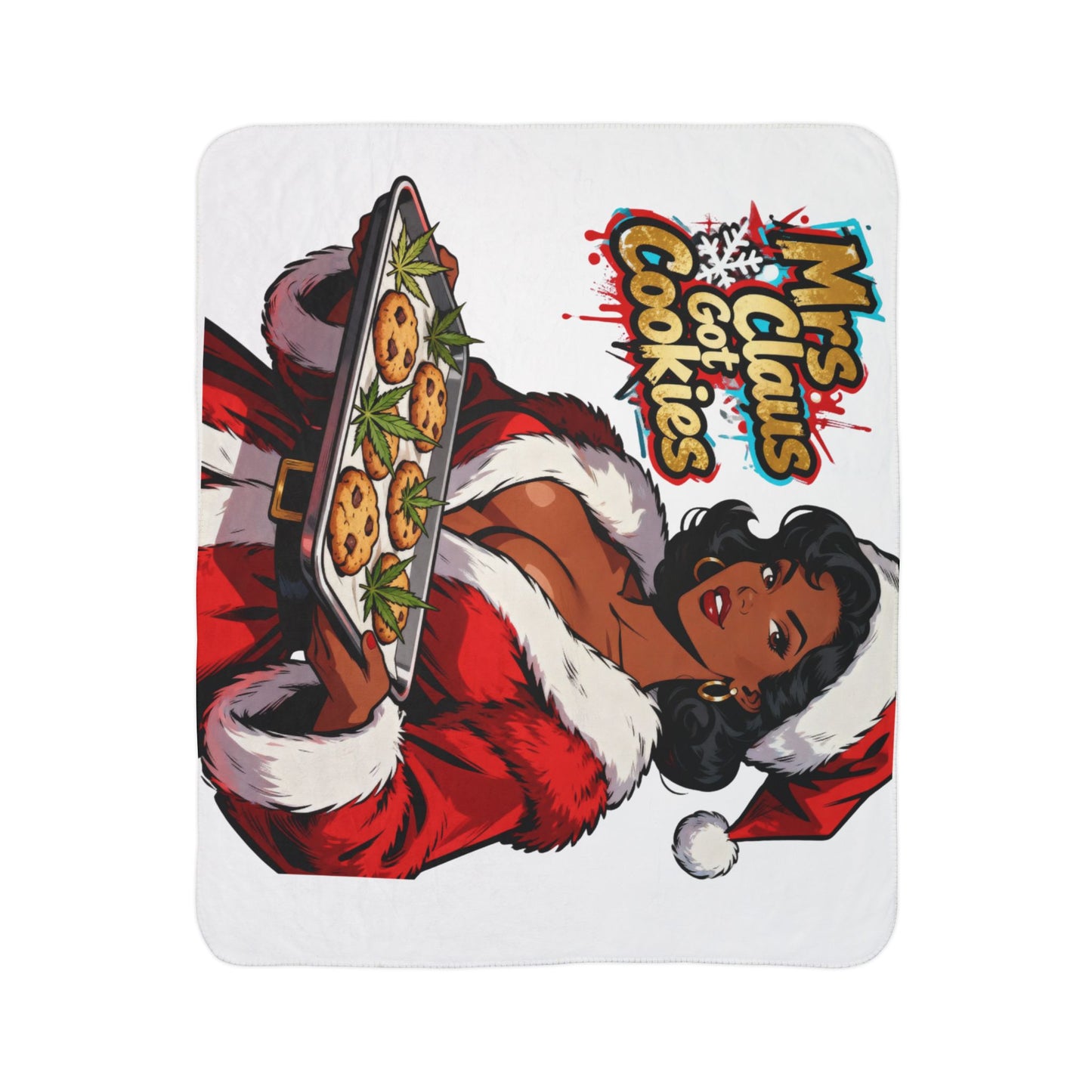 Mrs. Claus Got Cookies Sherpa Blanket | Retro Pinup Holiday Throw