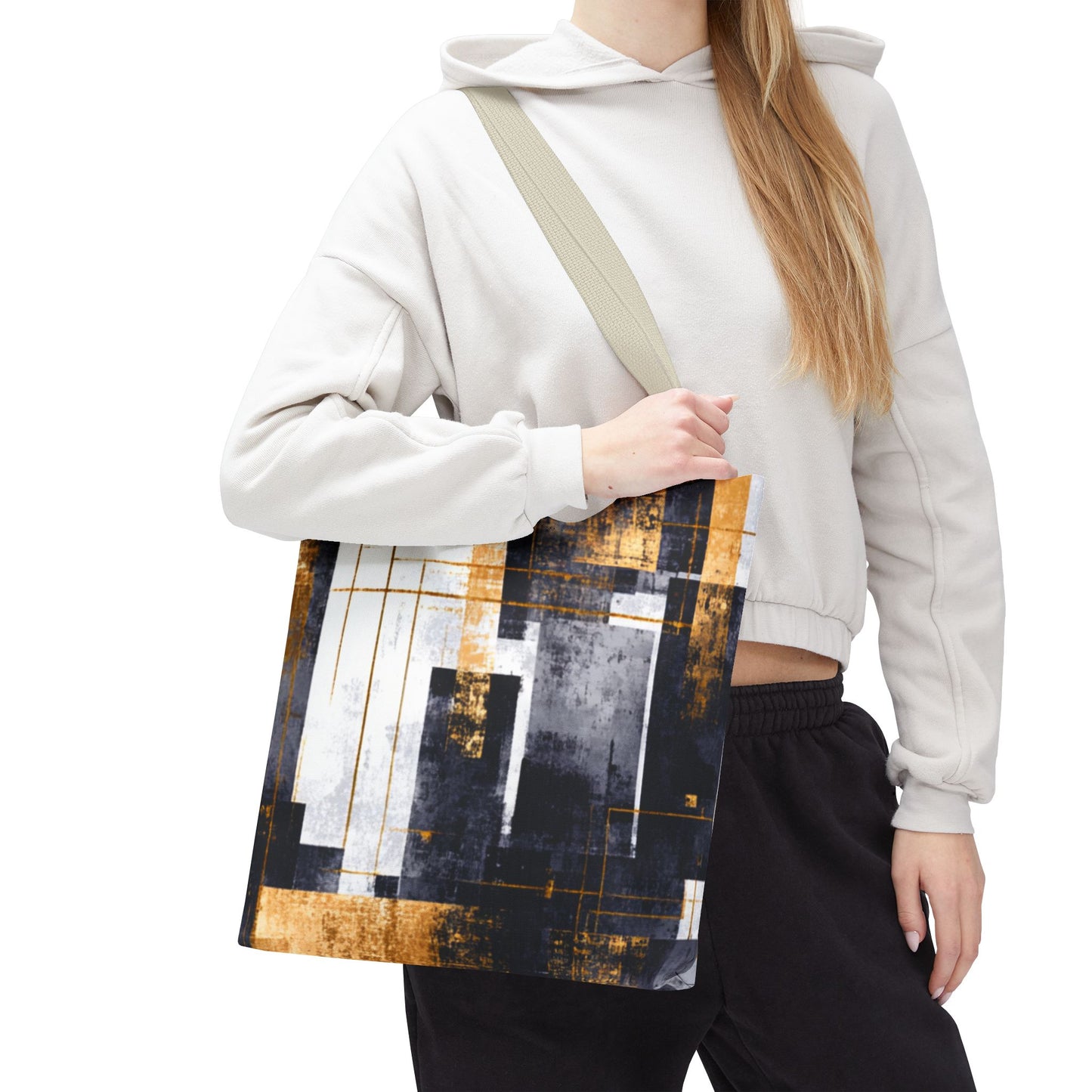 Modern Gold & Navy Tote Bag - Stylish Shopping Bag | Loom Noir