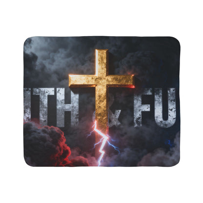 Faithful Cross Sherpa Blanket | Christian Inspirational Throw