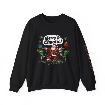 Merry & Chaotic Santa Christmas Crewneck Sweatshirt