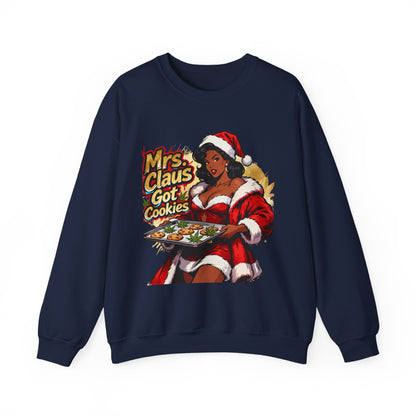 Mrs. Claus Got Cookies Sweatshirt - Retro Pinup Christmas Crewneck | Loom Noir
