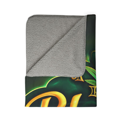 Blazed & Blessed Sherpa Blanket | Cannabis-Themed Fleece Throw