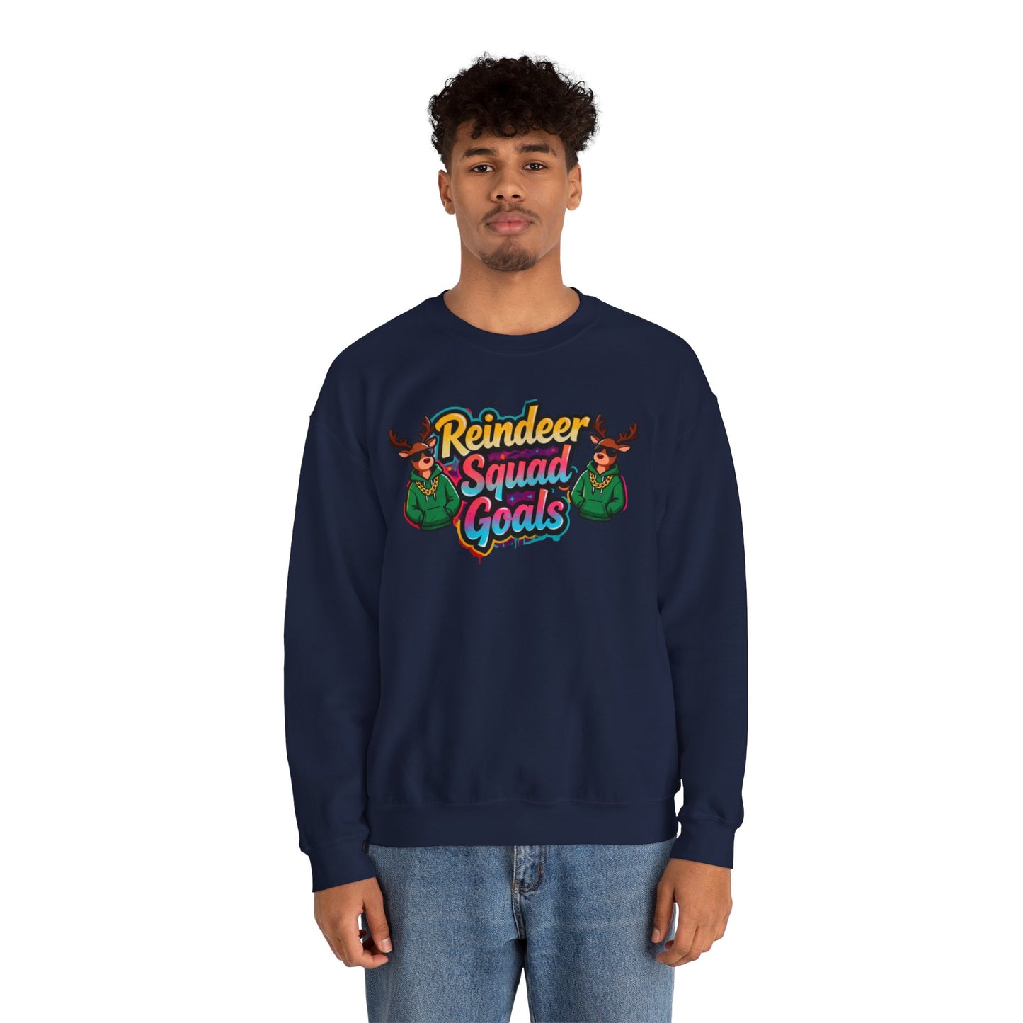 Reindeer Squad Goals Sweatshirt - Funny Christmas Crewneck | Loom Noir