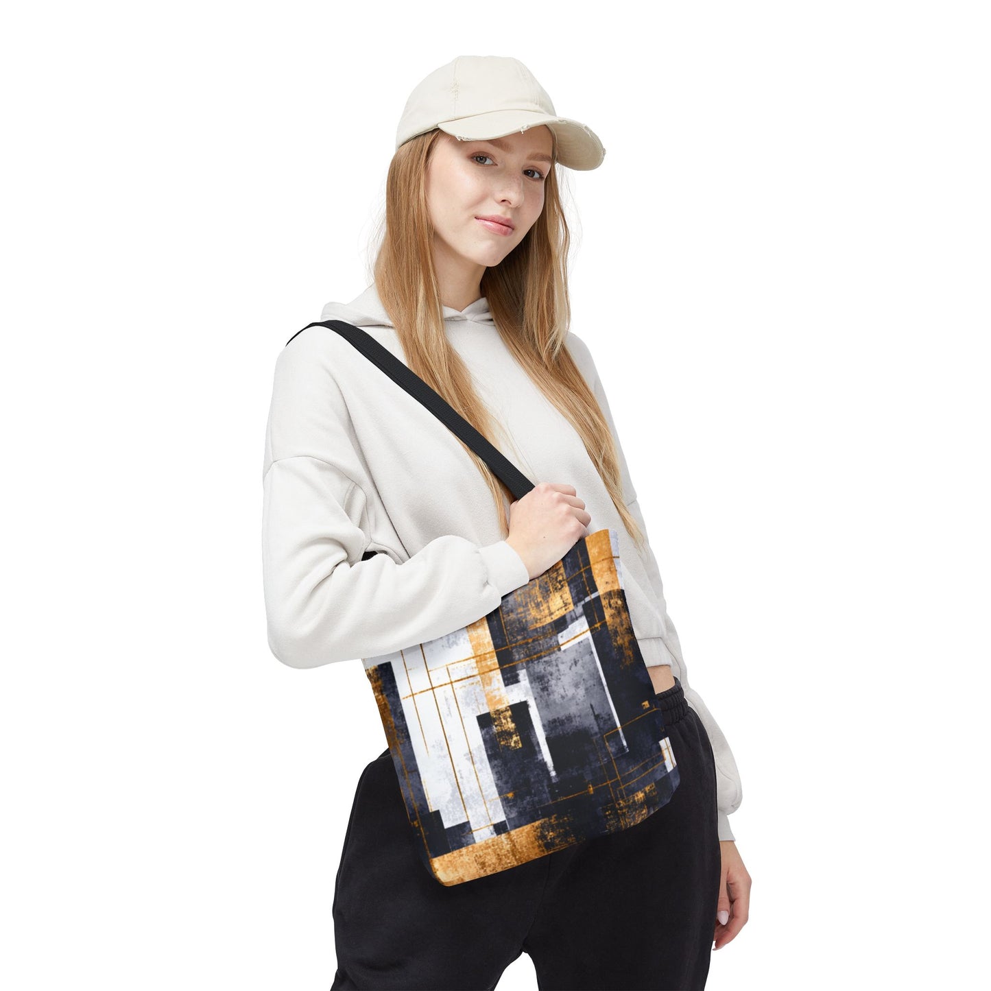 Modern Gold & Navy Tote Bag - Stylish Shopping Bag | Loom Noir