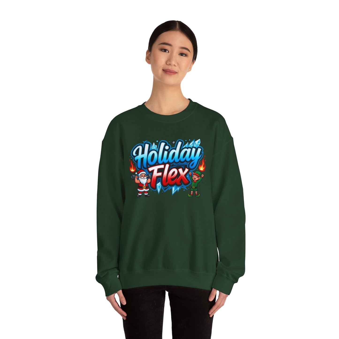 Holiday Flex Santa & Elf Sweatshirt - Funny Christmas Crewneck | Loom Noir
