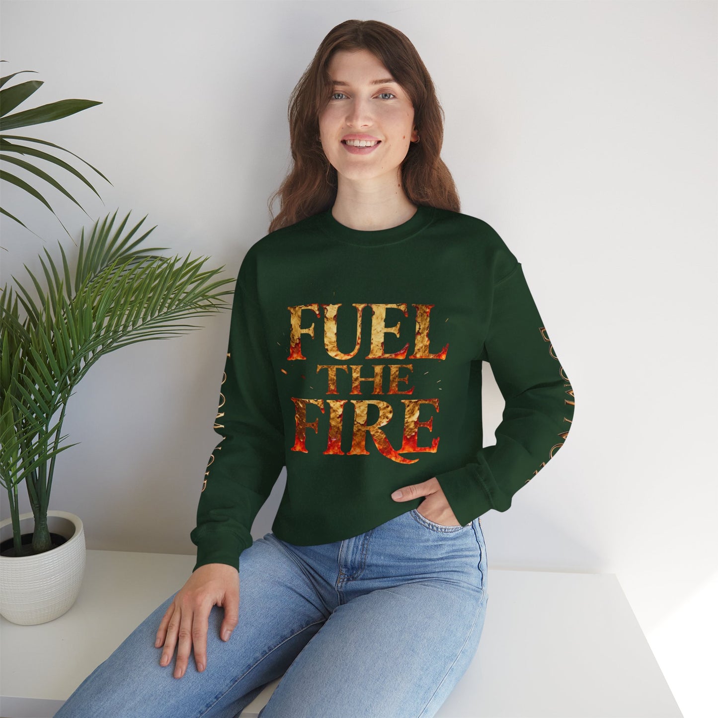 🔥 Fuel the Fire Crewneck Sweatshirt – Motivational Streetwear by Loom Noir