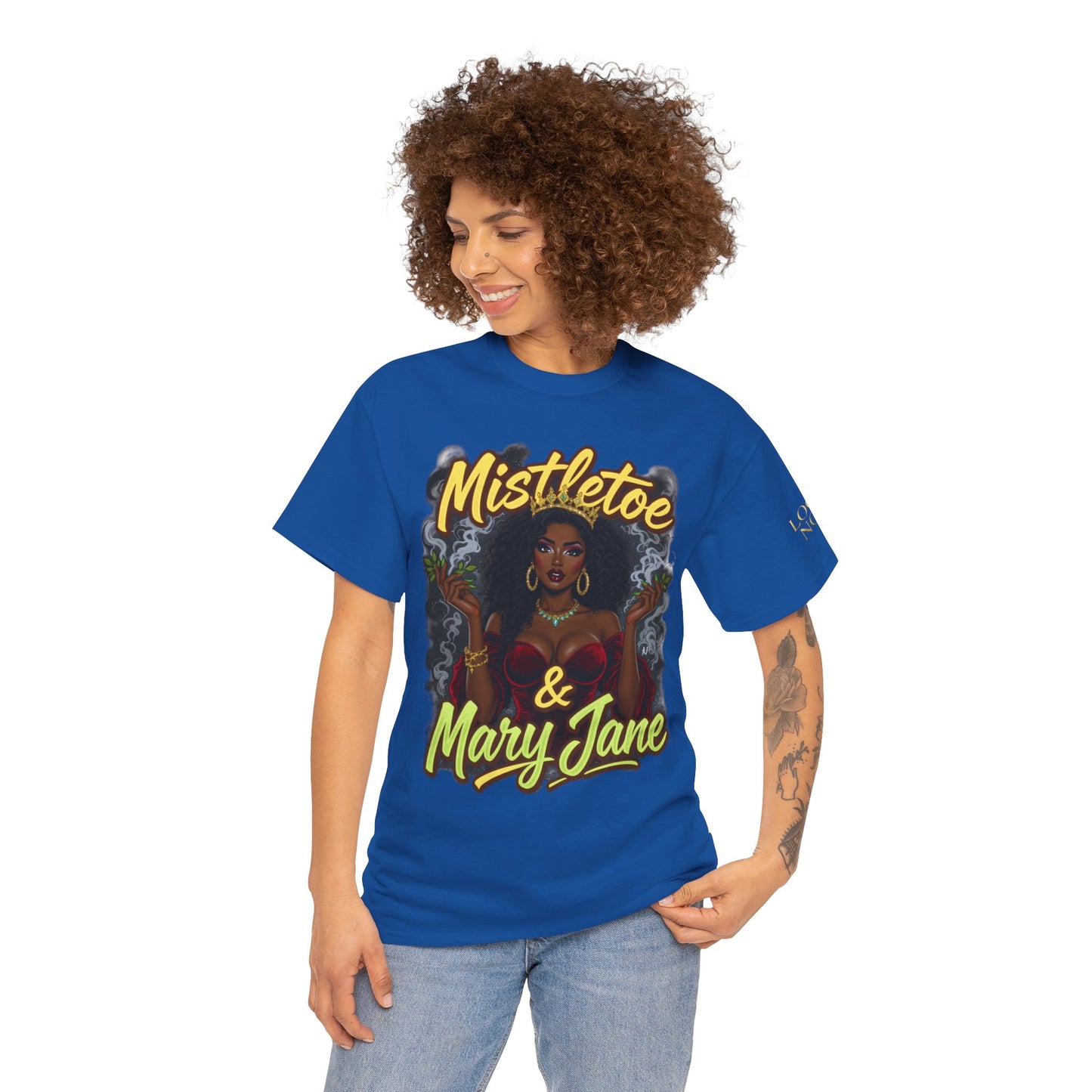 Mistletoe & Mary Jane Holiday Cannabis T-Shirt | Festive Weed Tee
