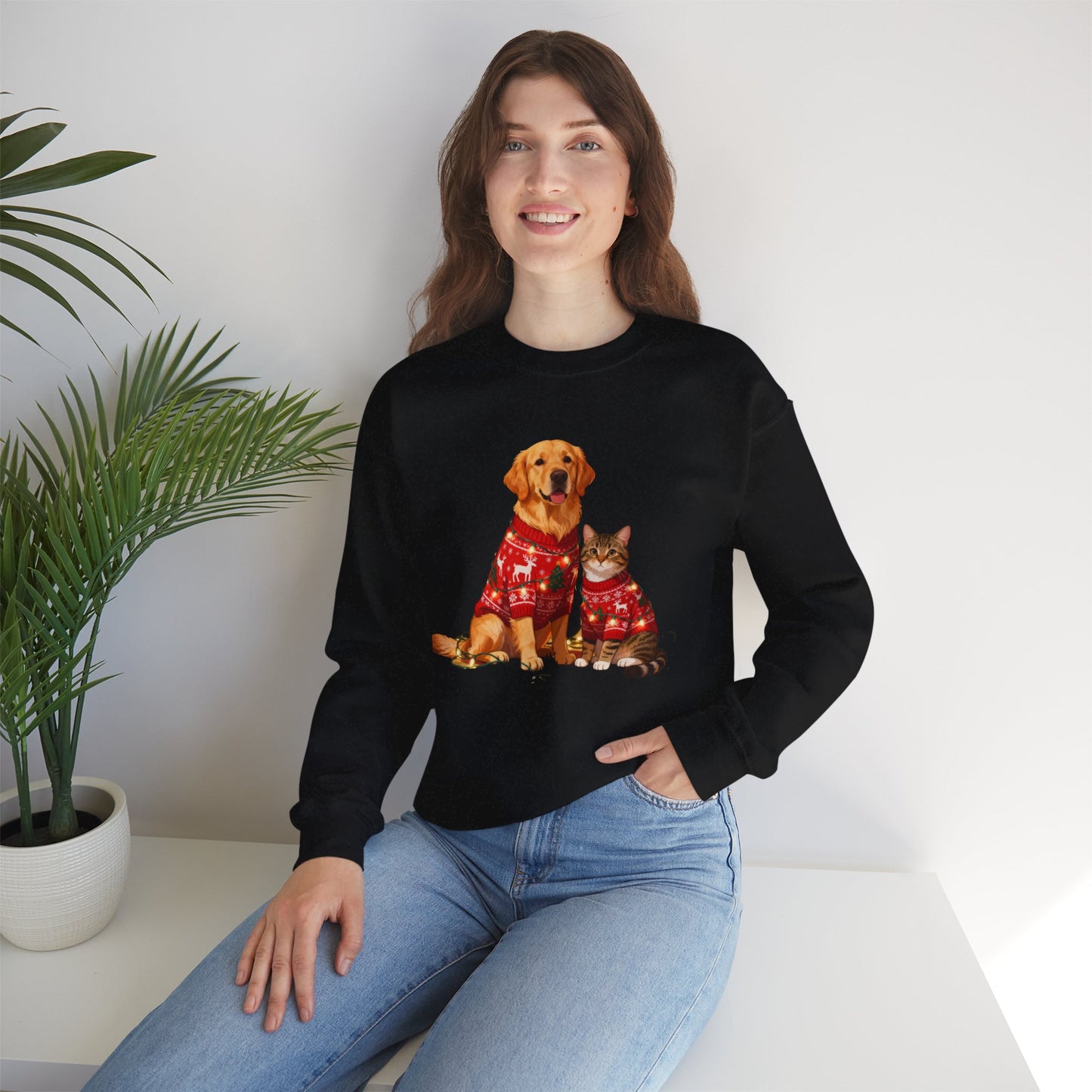 Holiday Pet Sweaters Heavy Blend Sweatshirt - Festive Crewneck | Loom Noir