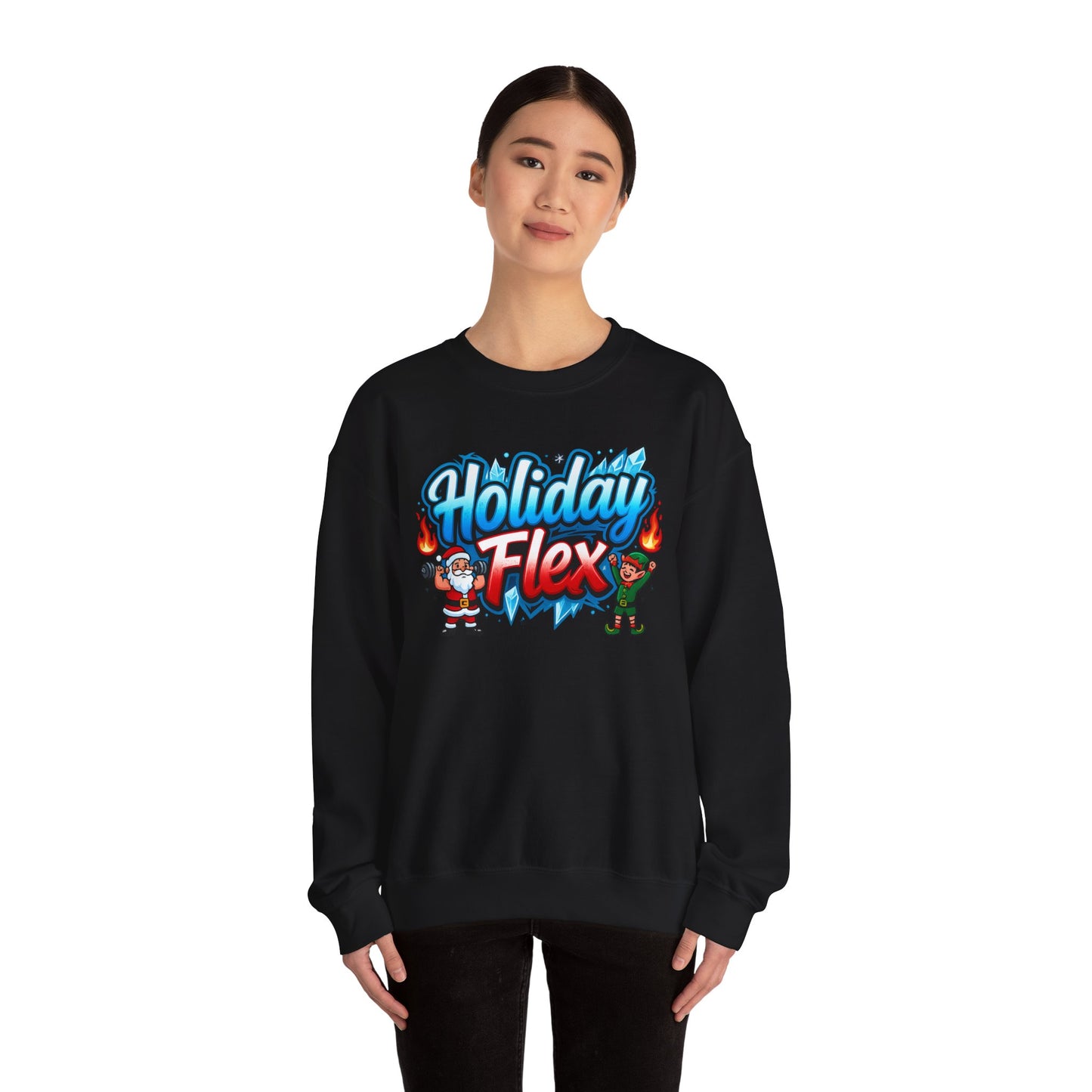 Holiday Flex Santa & Elf Sweatshirt - Funny Christmas Crewneck | Loom Noir