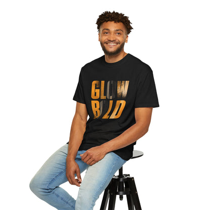 Glow Bold T-Shirt by Loom Noir – motivational unisex streetwear tee promoting confidence and faith.